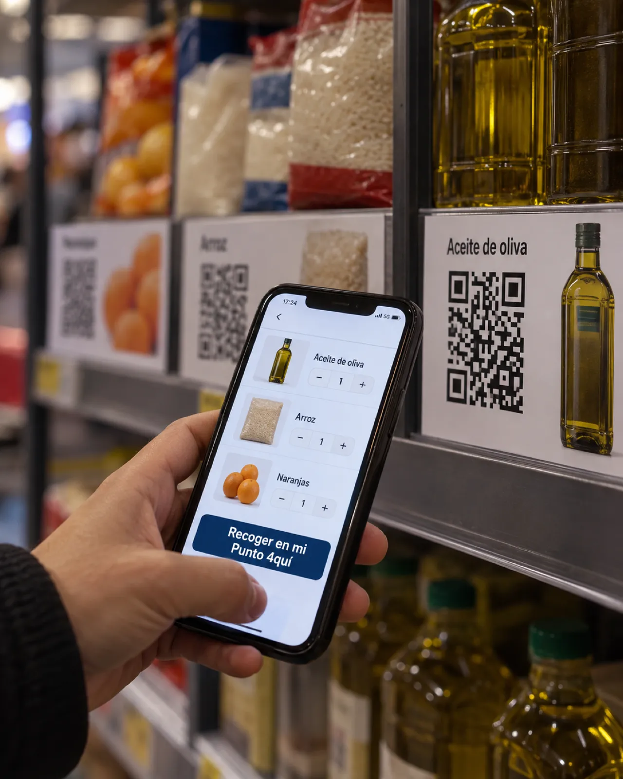 Comprar en un lineal fotográfico: el móvil escanea el QR de un producto